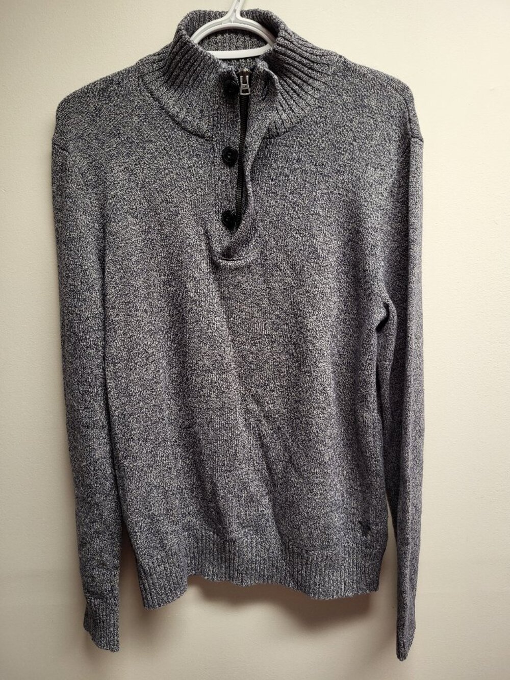 American Eagle Athletic Fit Gray Quarter Zip Knit Sweater Men's Medium